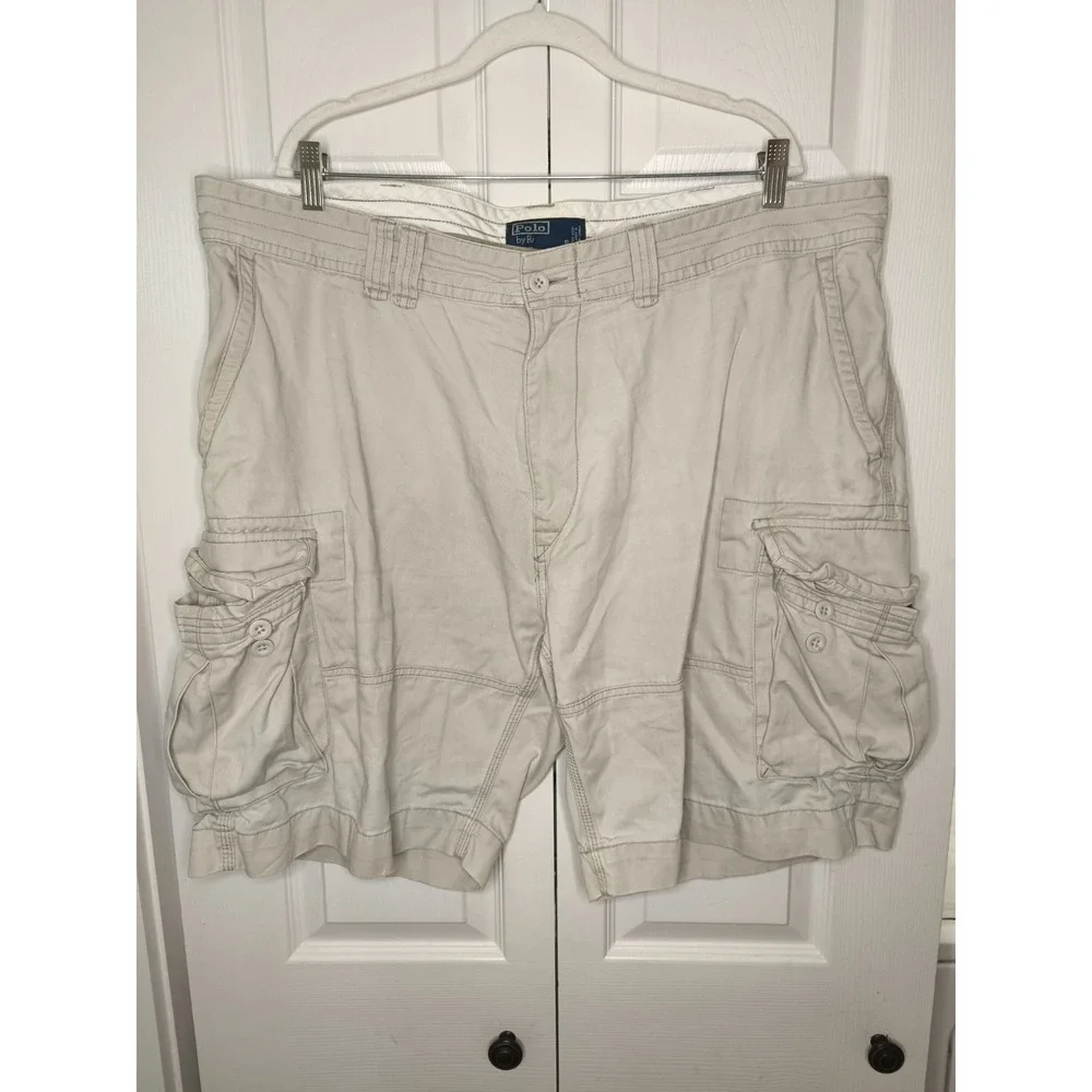 Vintage Polo Ralph Lauren Cargo Shorts Mens 42 Khaki Baggy Twill Casual 90s‎ Y2K